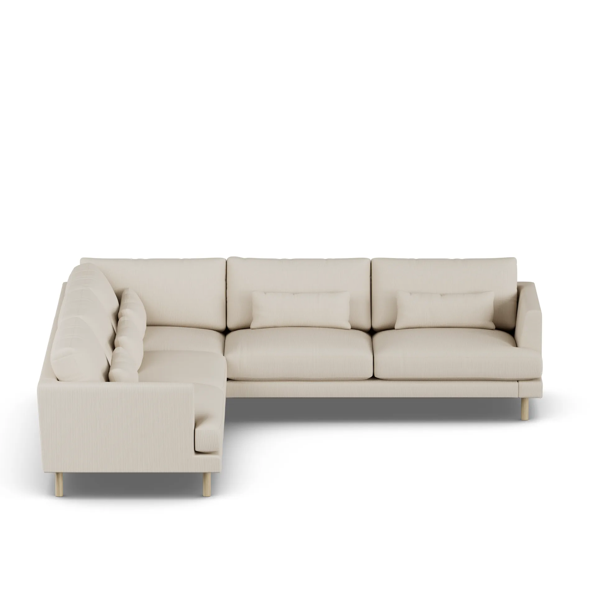 Bredhult sofa, Jump Beige 1956-witgeoliede eiken, hoekbank F 1898