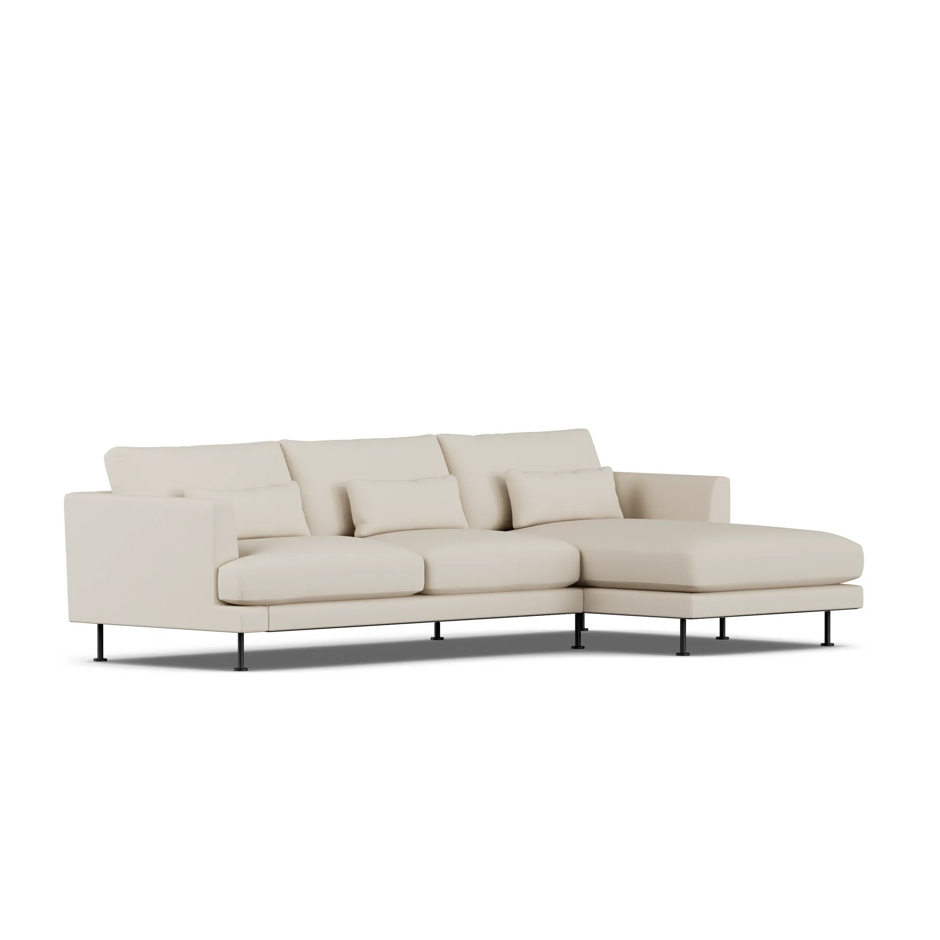 Bredhult sofa, Jump Beige 1956-zwart staal, 2,5-zits C1 1898