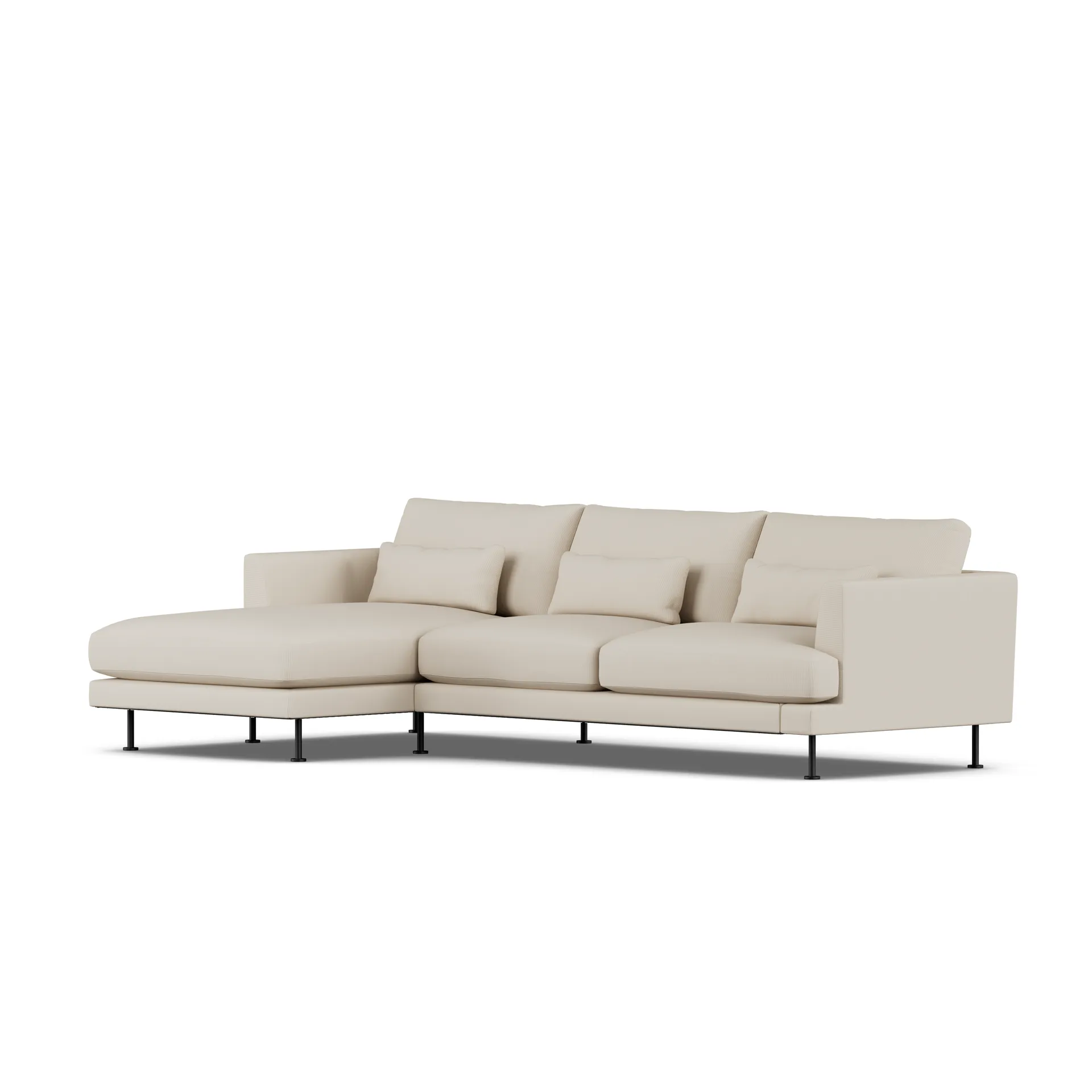 Bredhult sofa, Jump Beige 1956-zwart staal, 2,5-zits C2 1898
