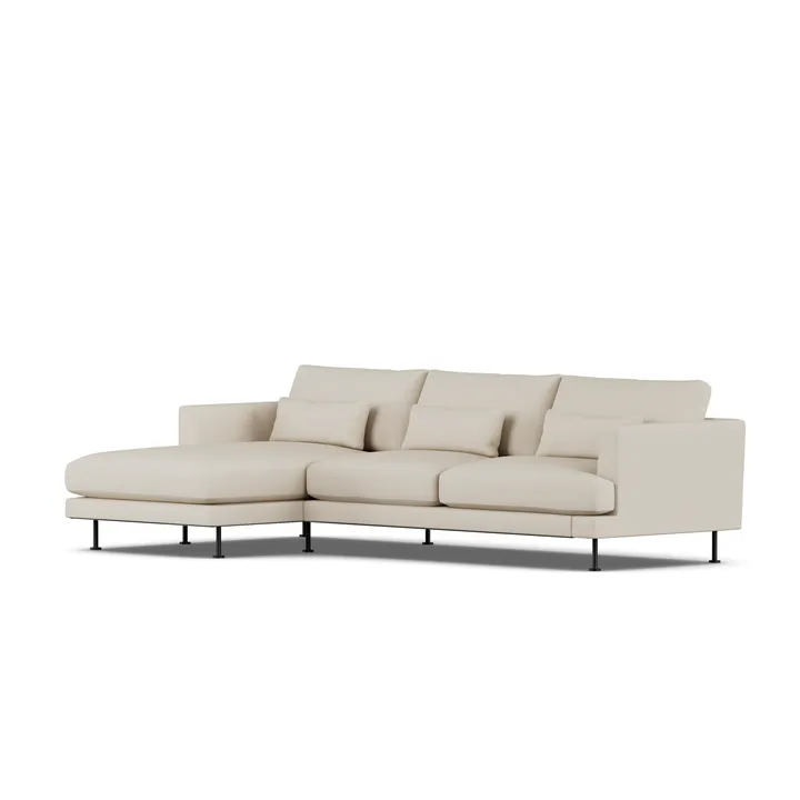 Bredhult sofa - Jump Beige 1956-zwart staal, 2,5-zits C2 - 1898