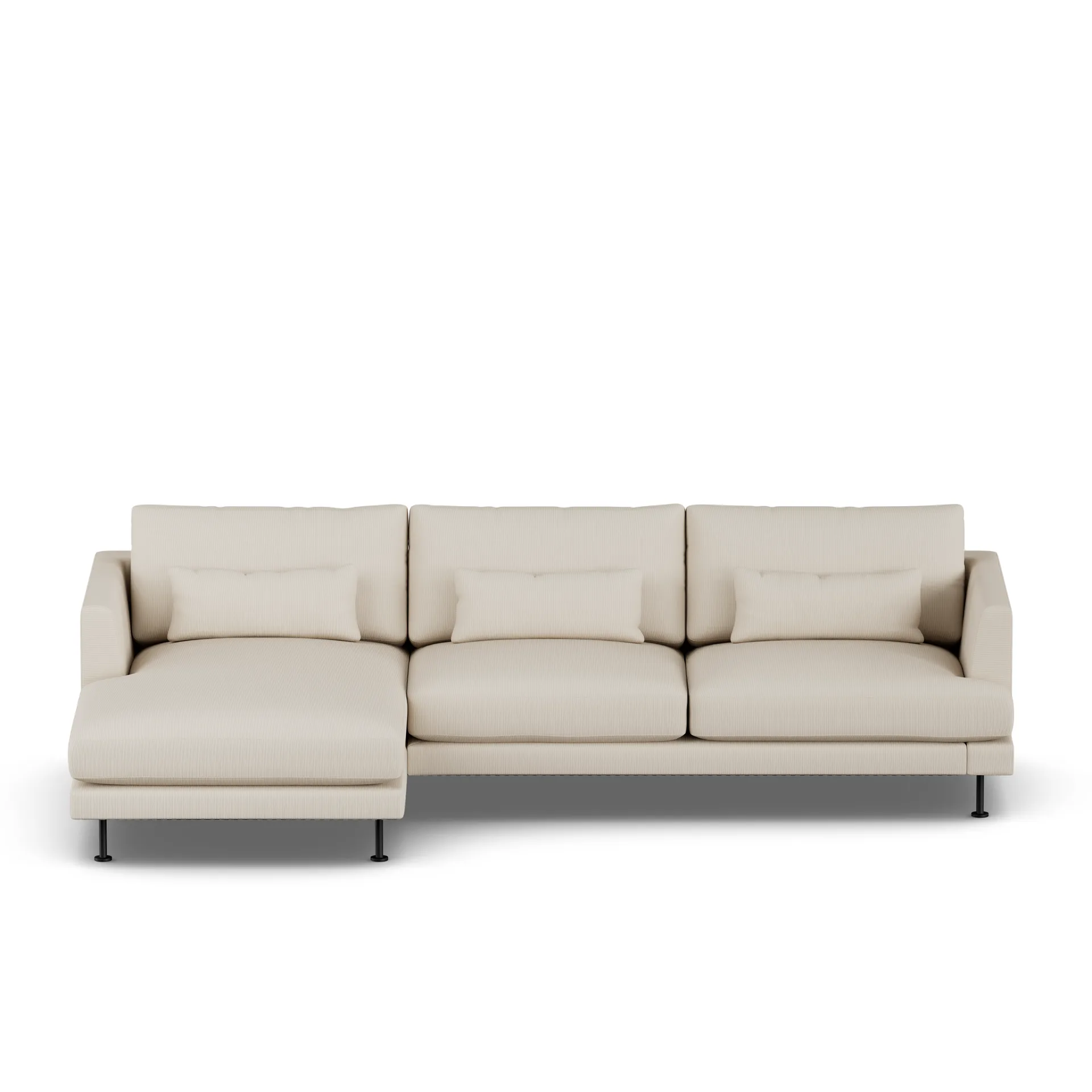 Bredhult sofa, Jump Beige 1956-zwart staal, 2,5-zits C2 1898