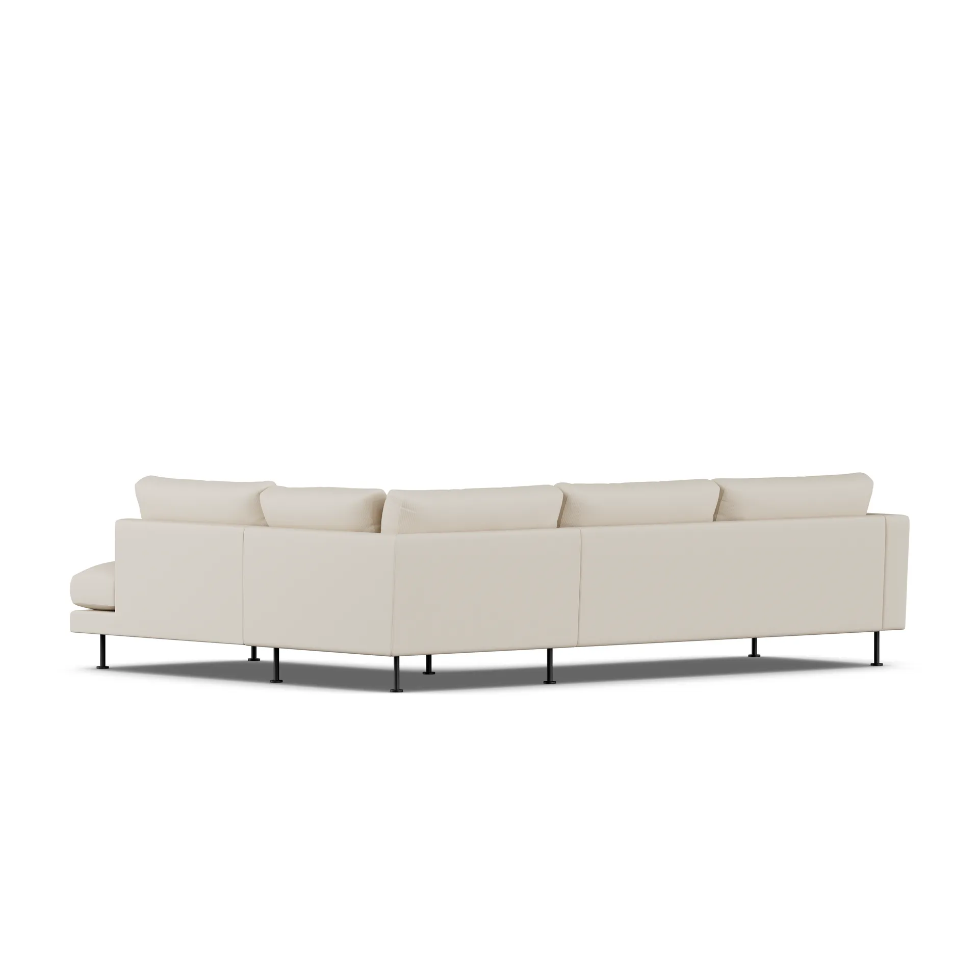 Bredhult sofa, Jump Beige 1956-zwart staal, 3-zits A1 1898