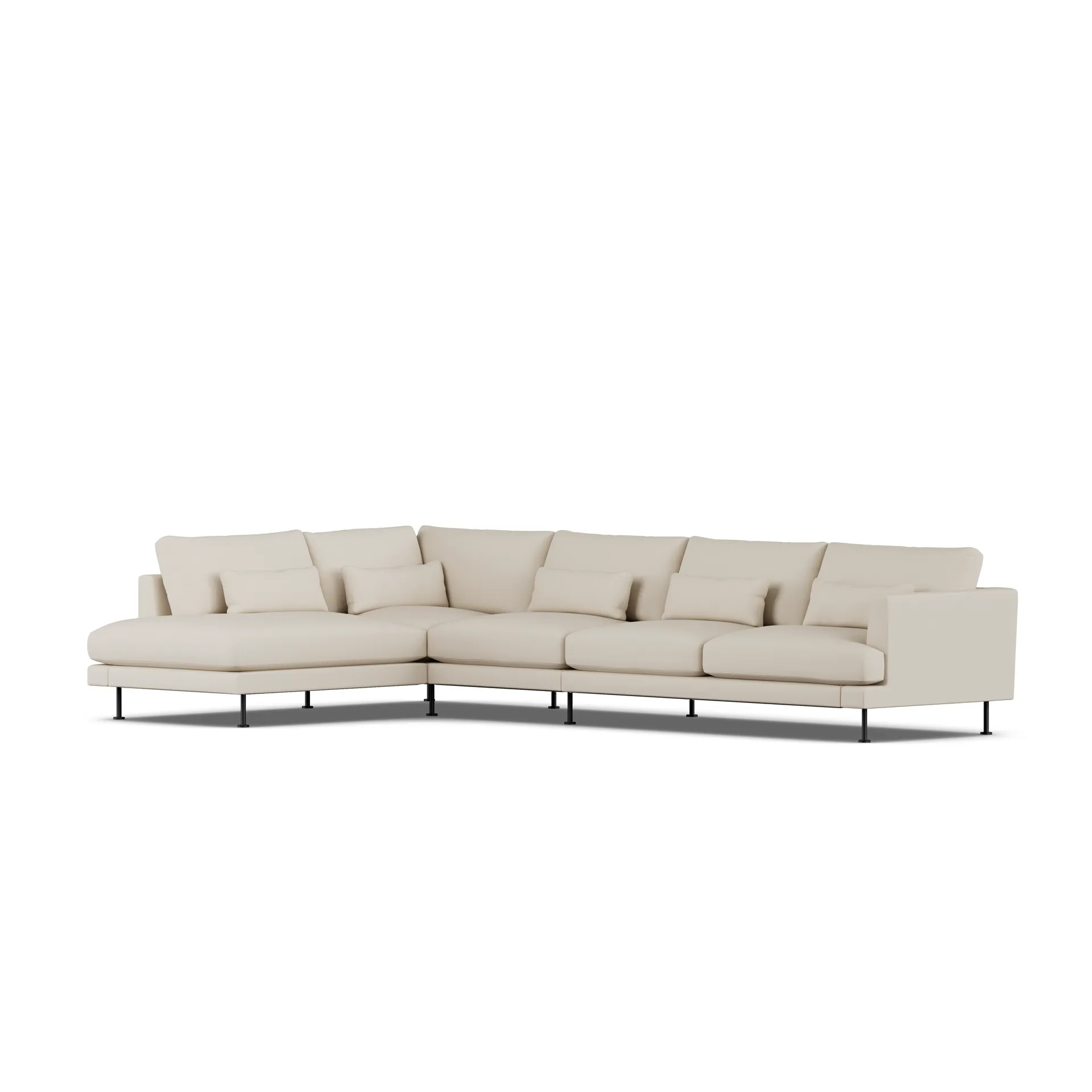 Bredhult sofa, Jump Beige 1956-zwart staal, 4-zits B2 1898