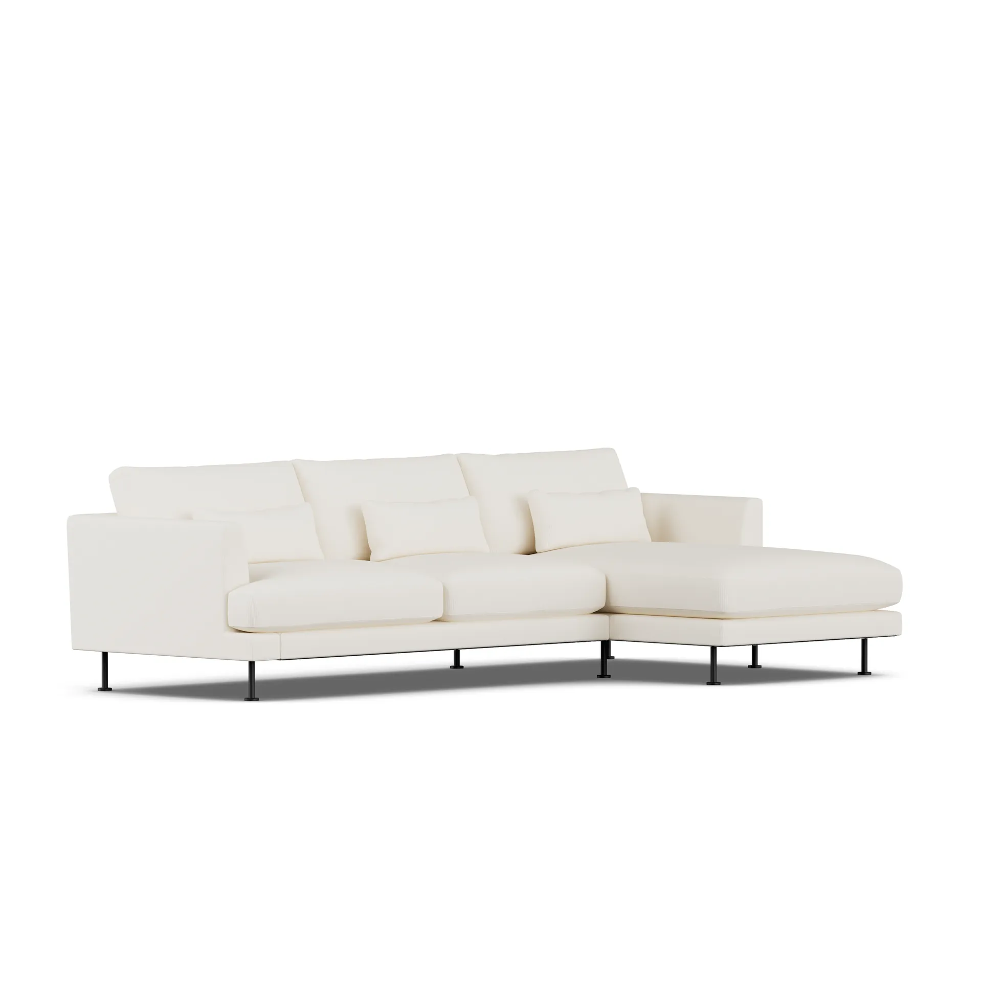 Bredhult sofa, Jump Off White 1954-zwart staal, 2,5-zits C1 1898