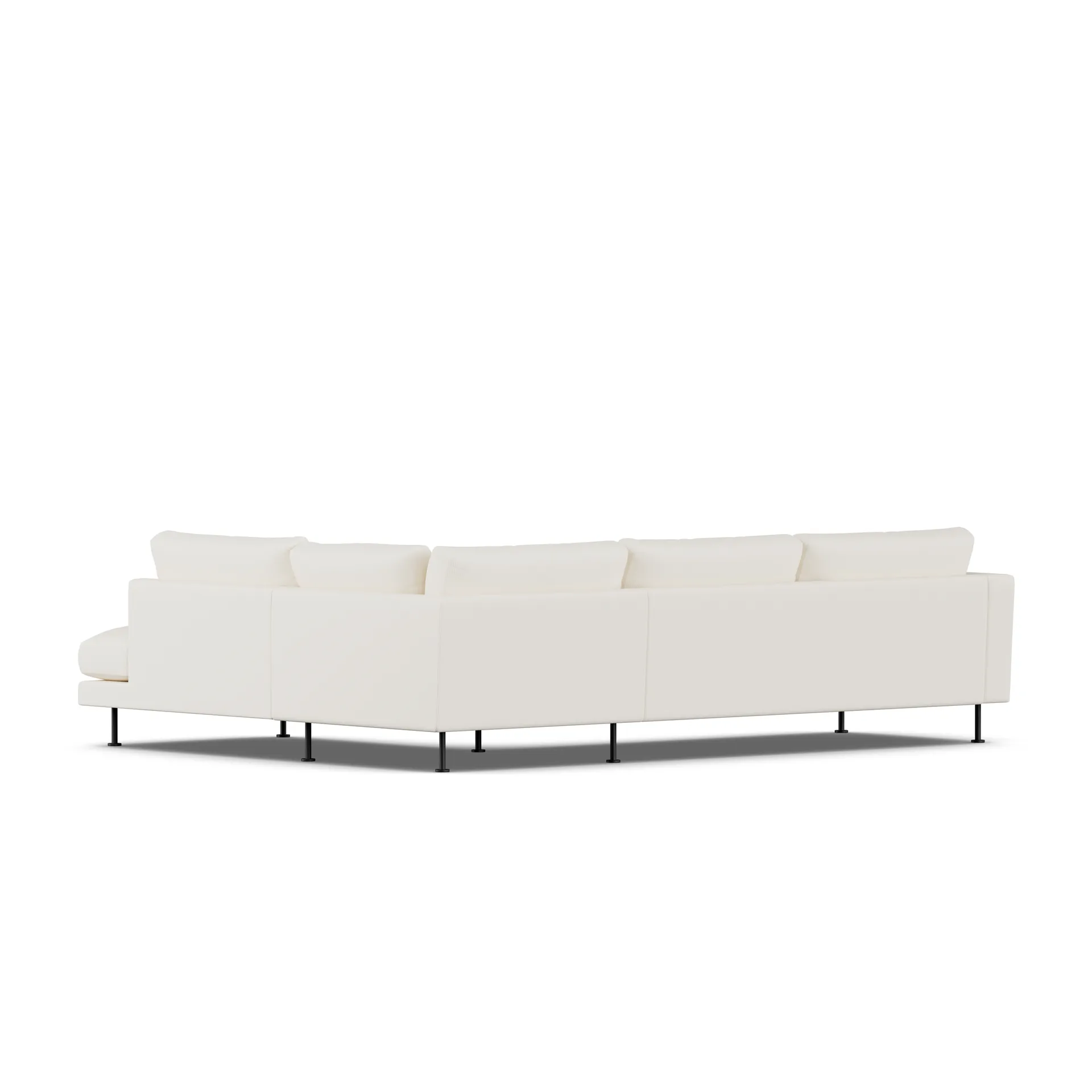 Bredhult sofa, Jump Off White 1954-zwart staal, 3-zits A1 1898