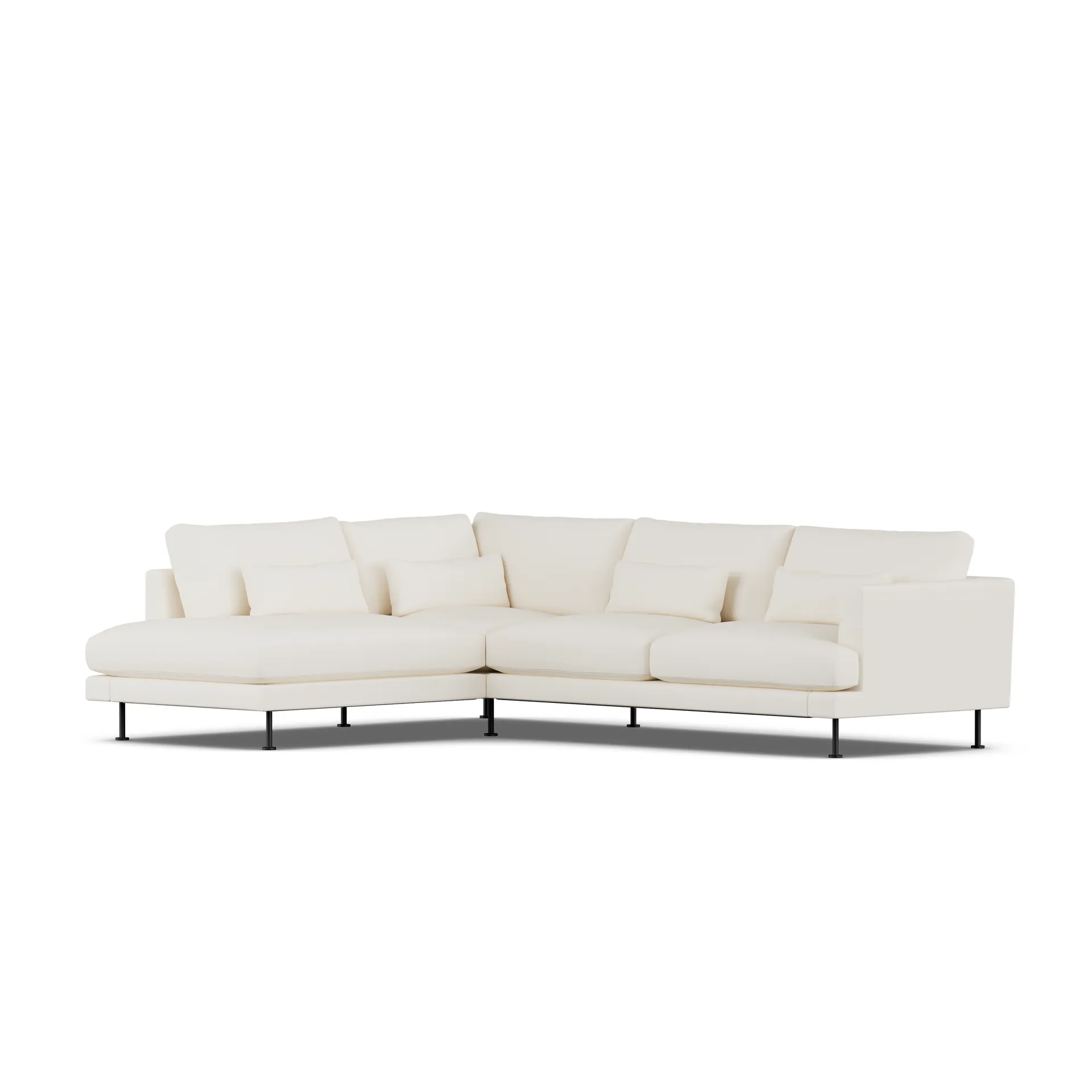 Bredhult sofa, Jump Off White 1954-zwart staal, 3-zits A2 1898