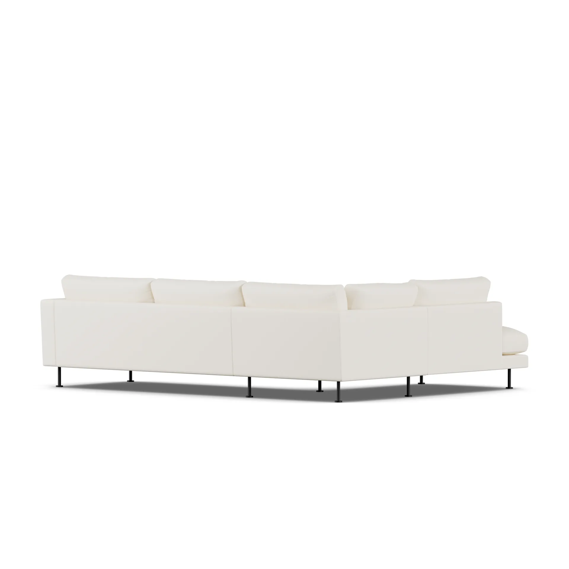 Bredhult sofa, Jump Off White 1954-zwart staal, 3-zits A2 1898