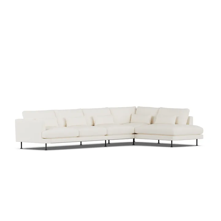 Bredhult sofa - Jump Off White 1954-zwart staal, 4-zits B1 - 1898