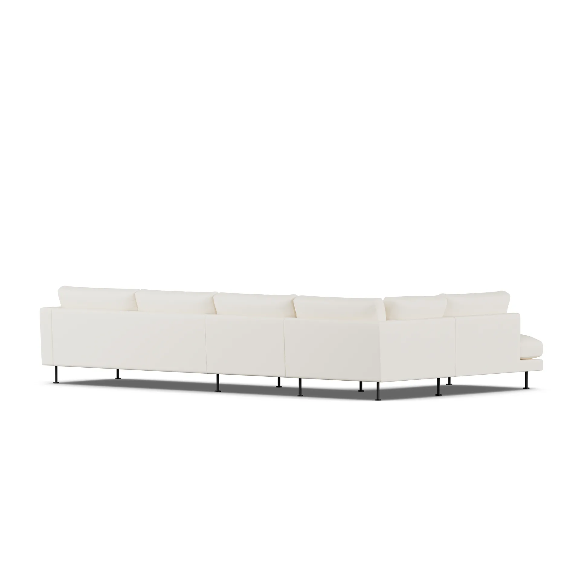 Bredhult sofa, Jump Off White 1954-zwart staal, 4-zits B2 1898