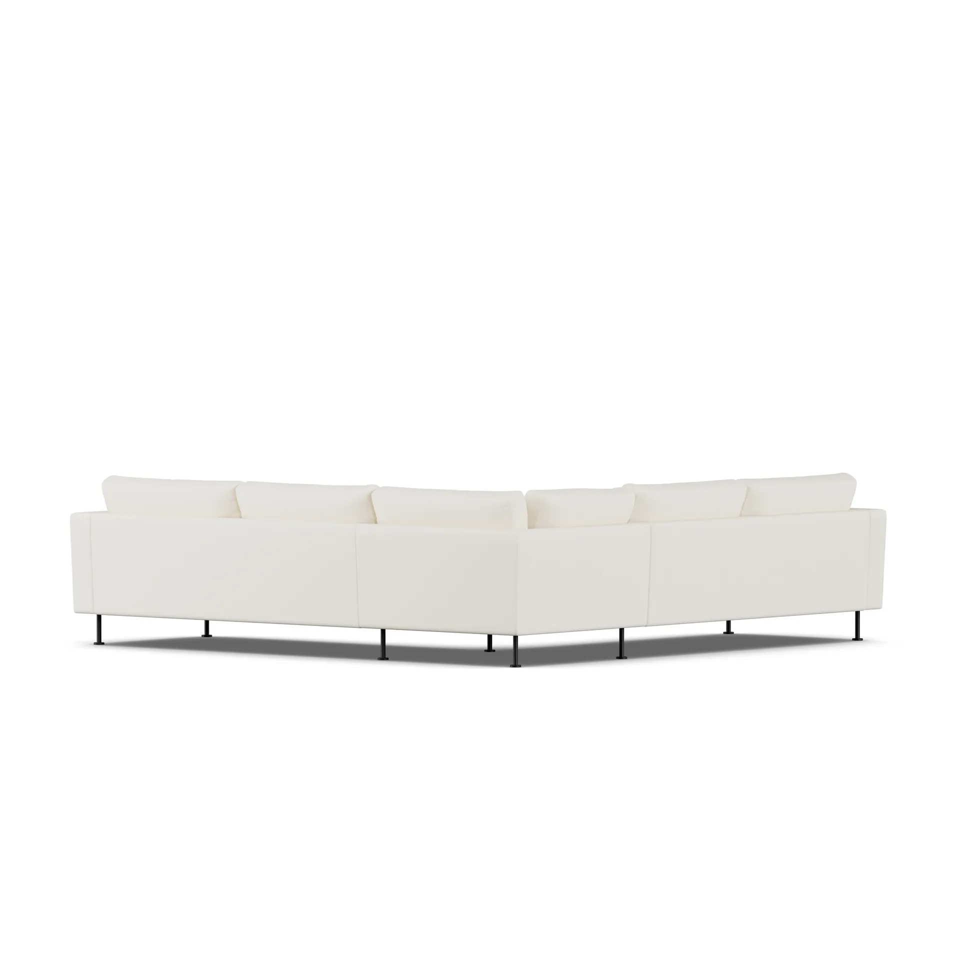 Bredhult sofa, Jump Off White 1954-zwart staal, hoekbank F 1898