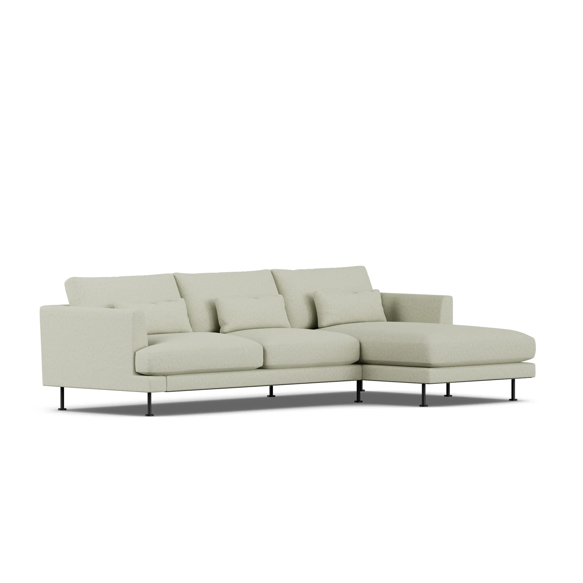 Bredhult sofa, Luiza Beige 3981-zwart staal, 2,5-zits C1 1898