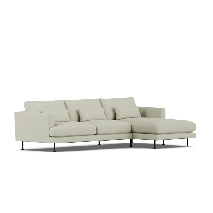 Bredhult sofa - Luiza Beige 3981-zwart staal, 2,5-zits C1 - 1898