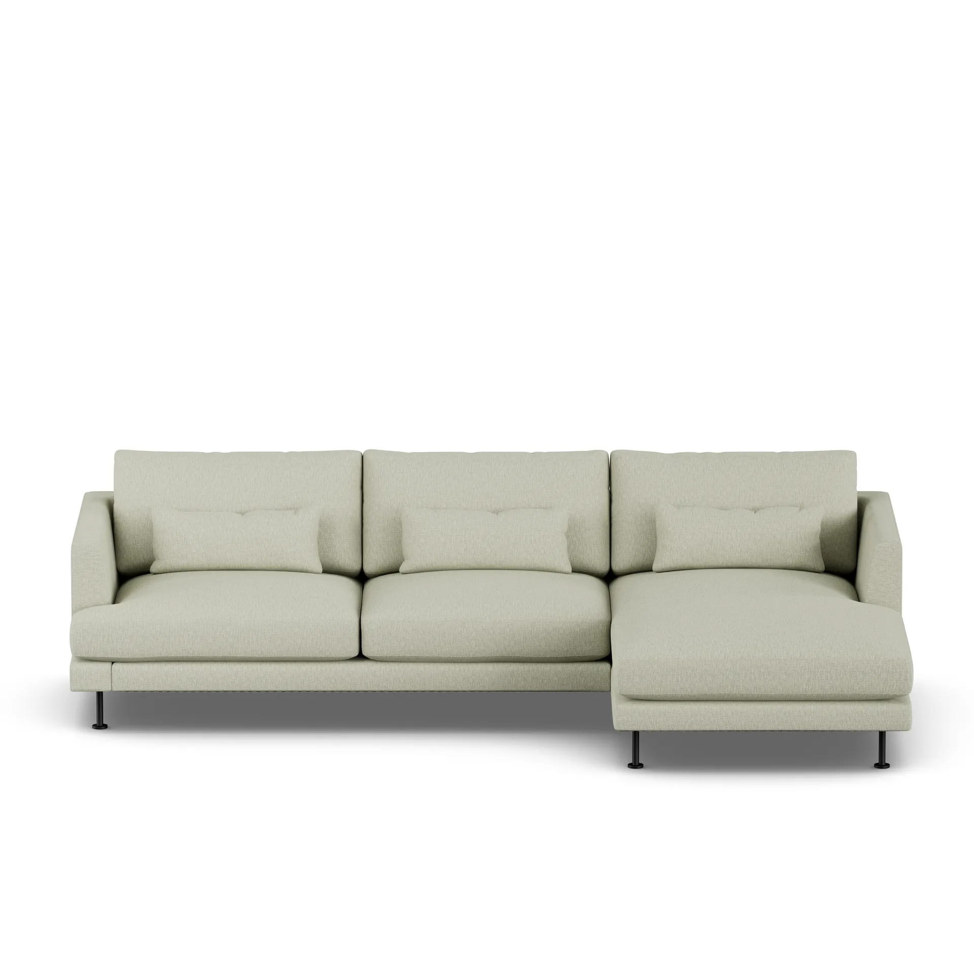Bredhult sofa, Luiza Beige 3981-zwart staal, 2,5-zits C1 1898