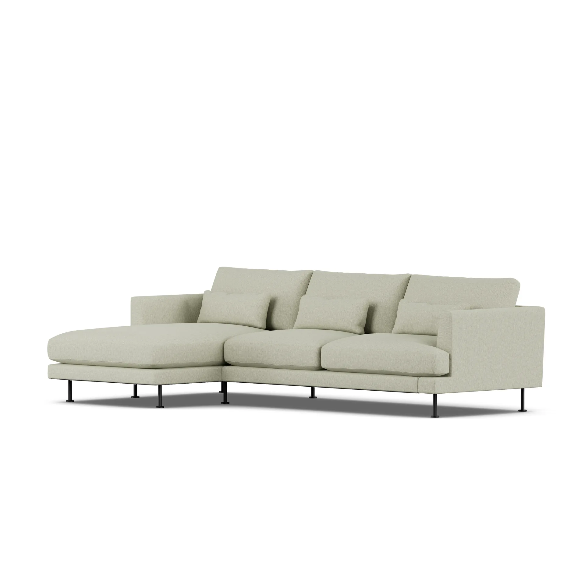 Bredhult sofa, Luiza Beige 3981-zwart staal, 2,5-zits C2 1898