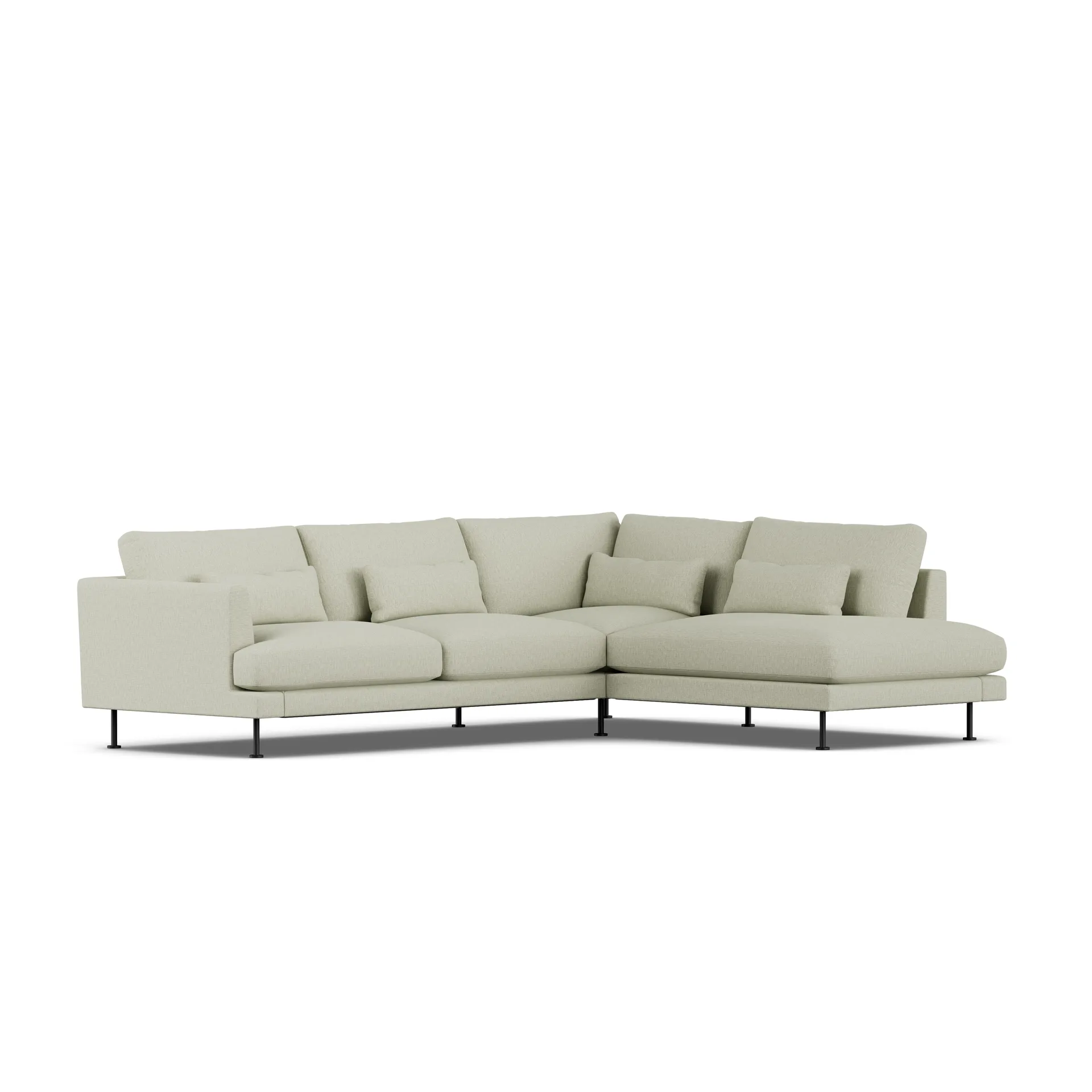 Bredhult sofa, Luiza Beige 3981-zwart staal, 3-zits A1 1898