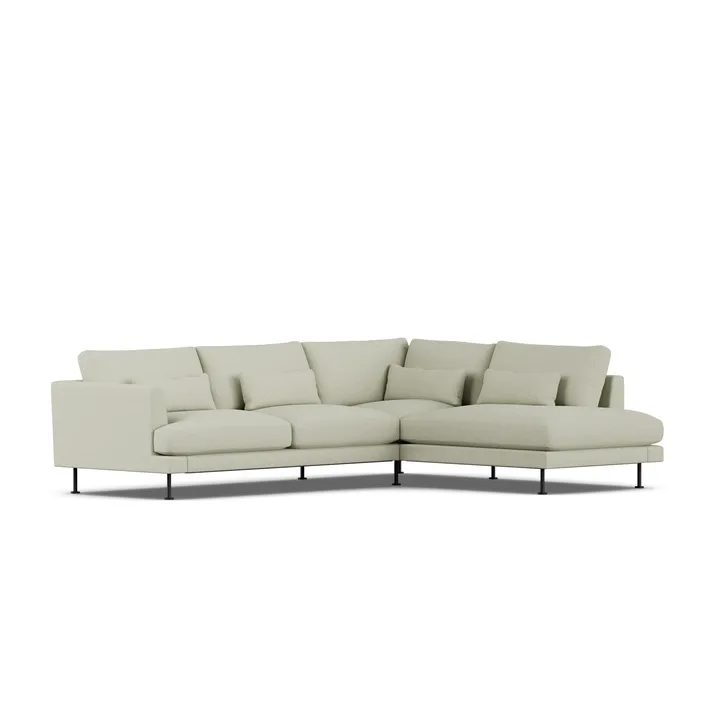 Bredhult sofa - Luiza Beige 3981-zwart staal, 3-zits A1 - 1898
