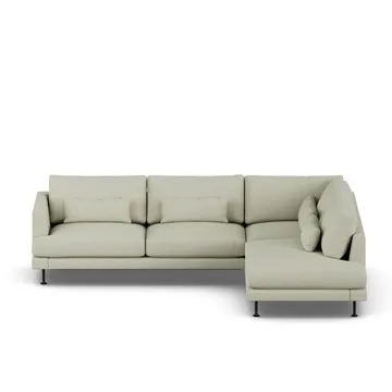 Bredhult sofa - Luiza Beige 3981-zwart staal, 3-zits A1 - 1898