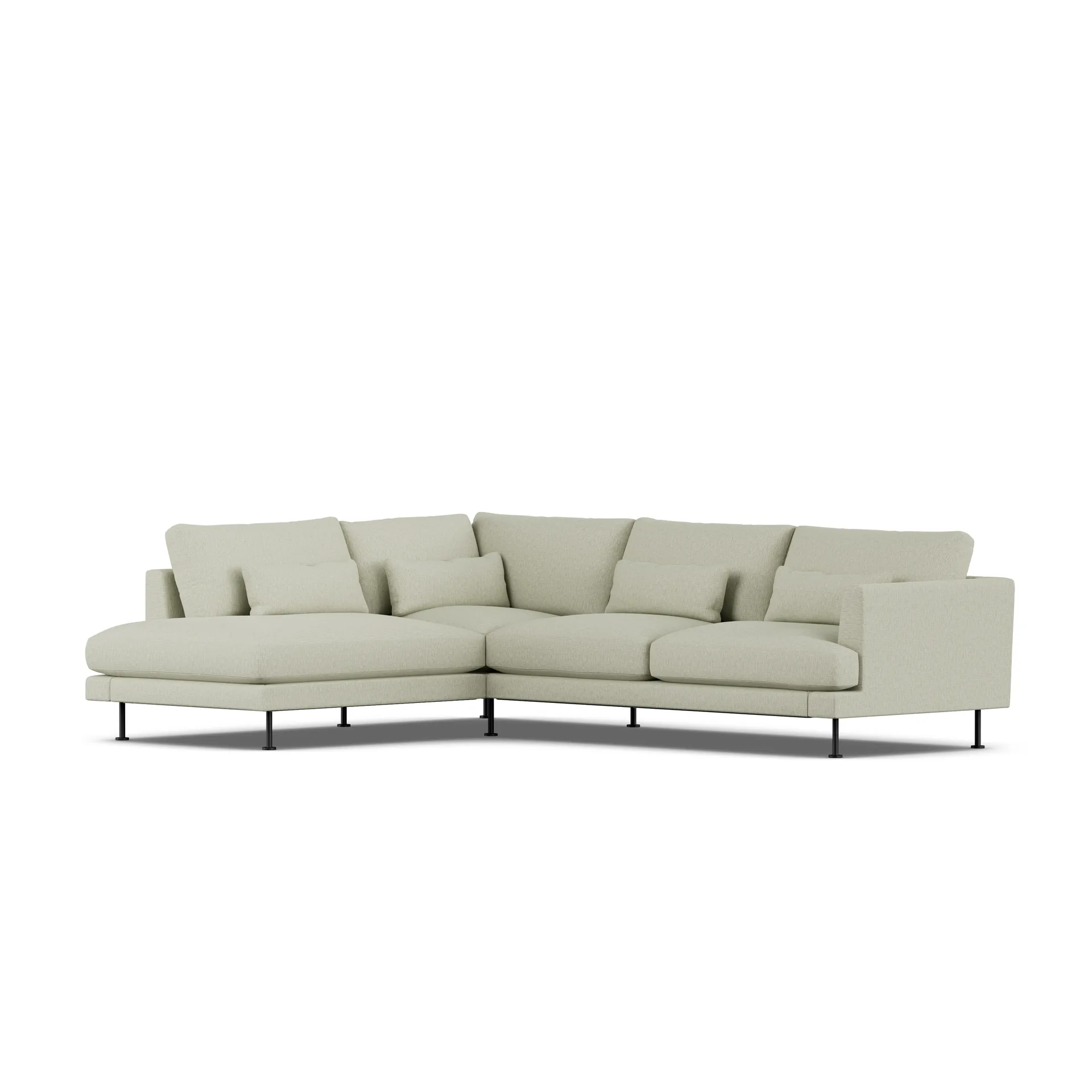 Bredhult sofa, Luiza Beige 3981-zwart staal, 3-zits A2 1898