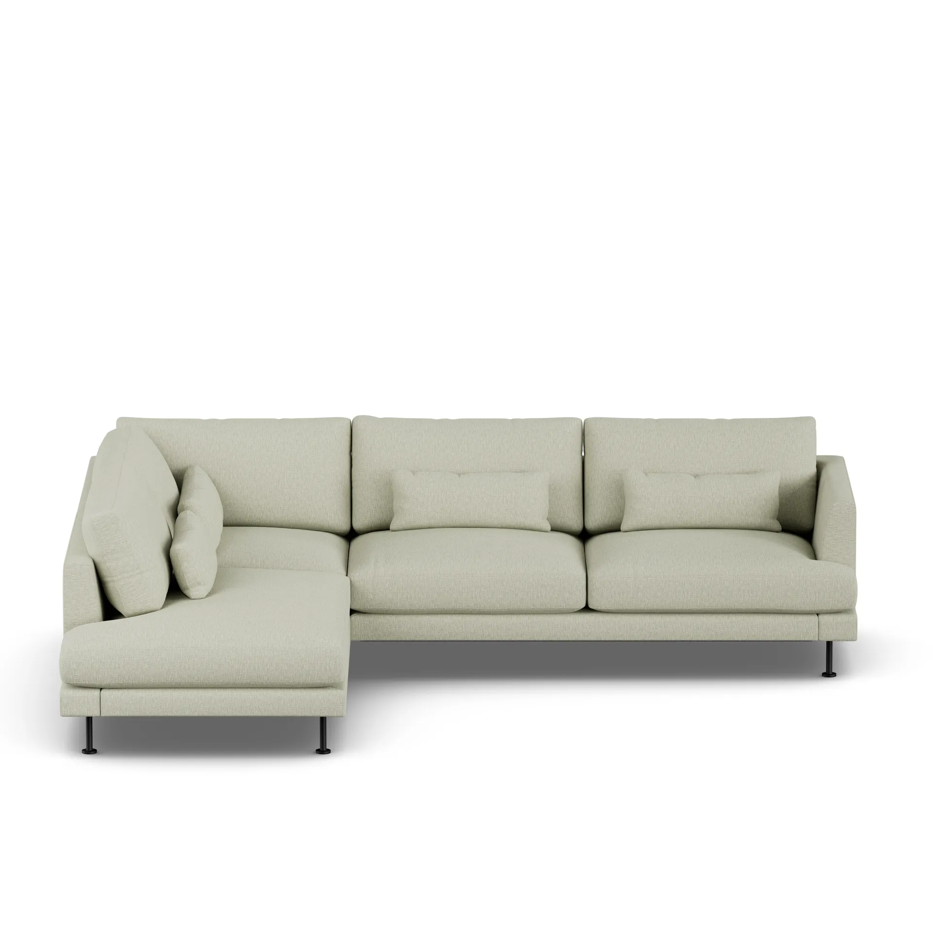 Bredhult sofa, Luiza Beige 3981-zwart staal, 3-zits A2 1898