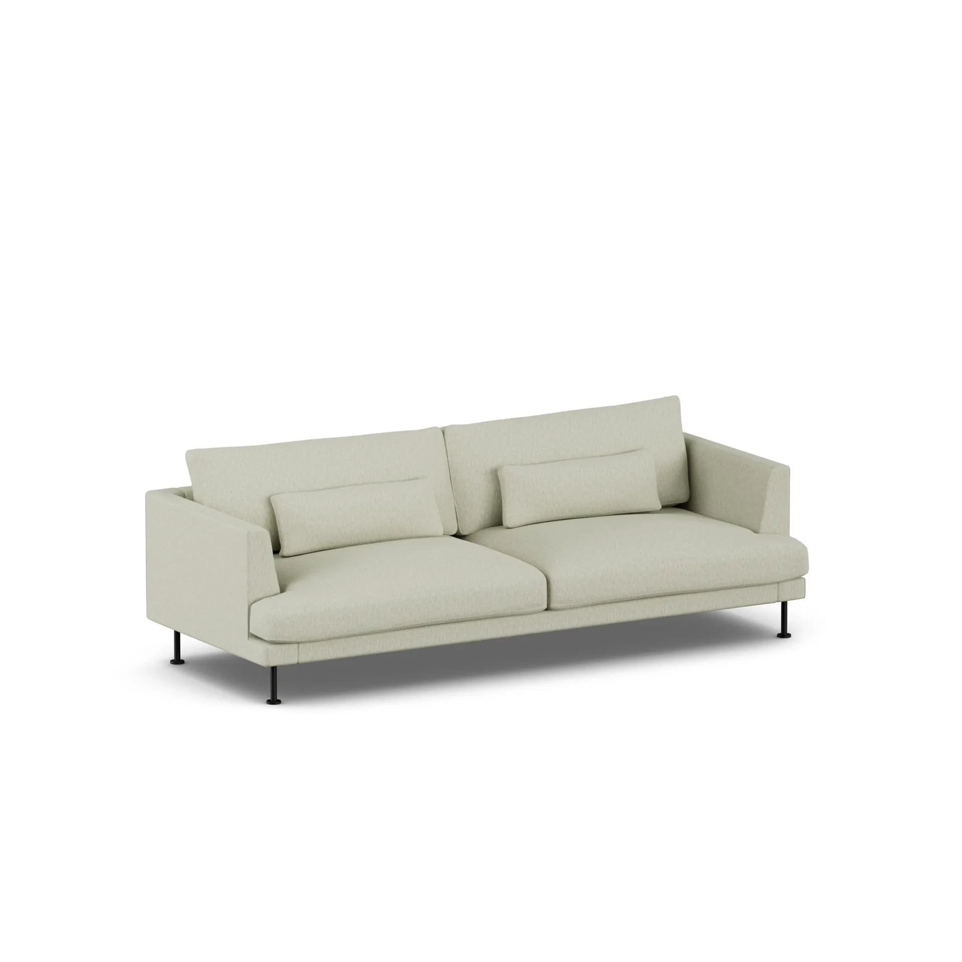 Bredhult sofa, Luiza Beige 3981-zwart staal, 3-zits 1898