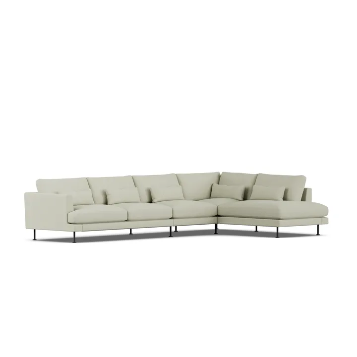 Bredhult sofa - Luiza Beige 3981-zwart staal, 4-zits B1 - 1898