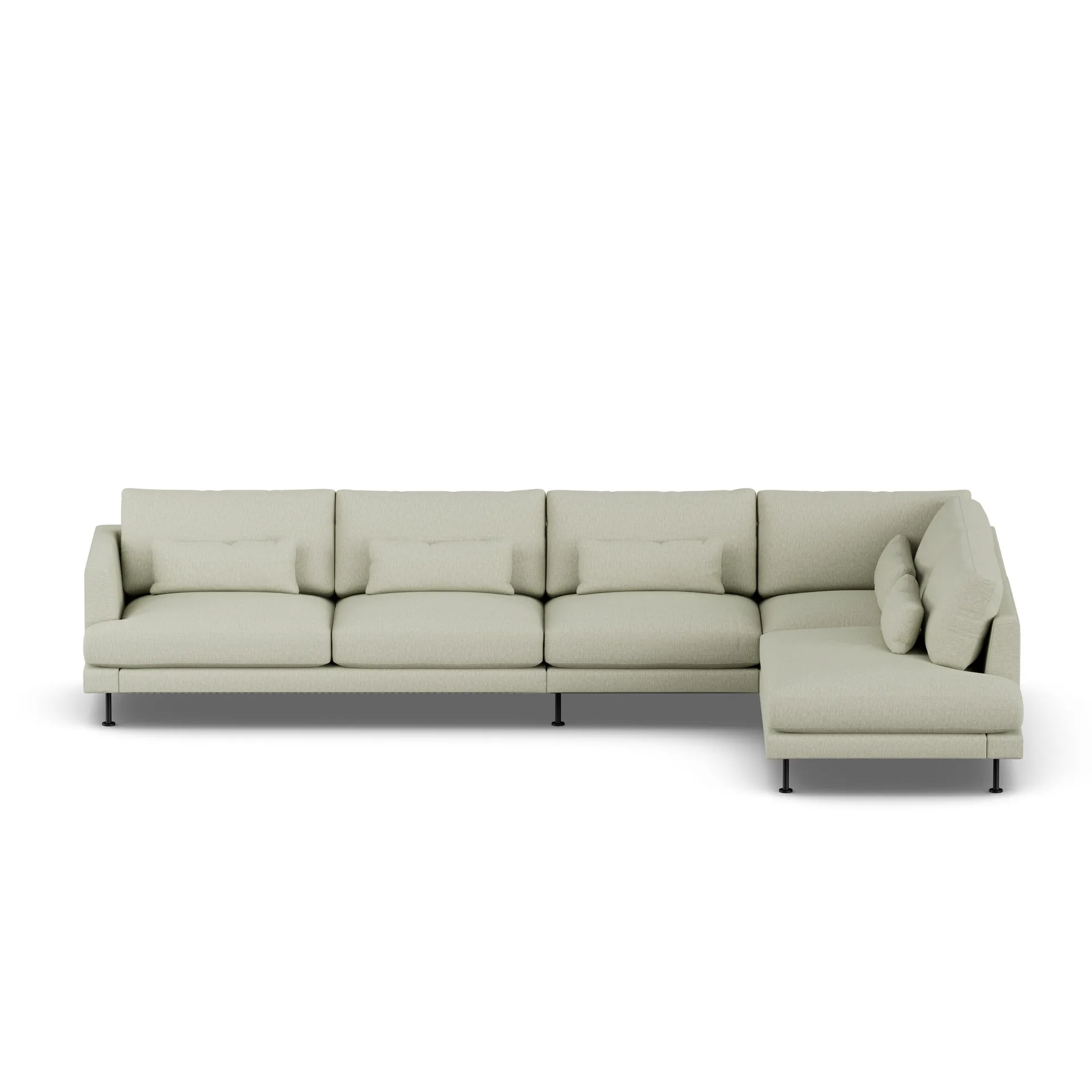 Bredhult sofa, Luiza Beige 3981-zwart staal, 4-zits B1 1898