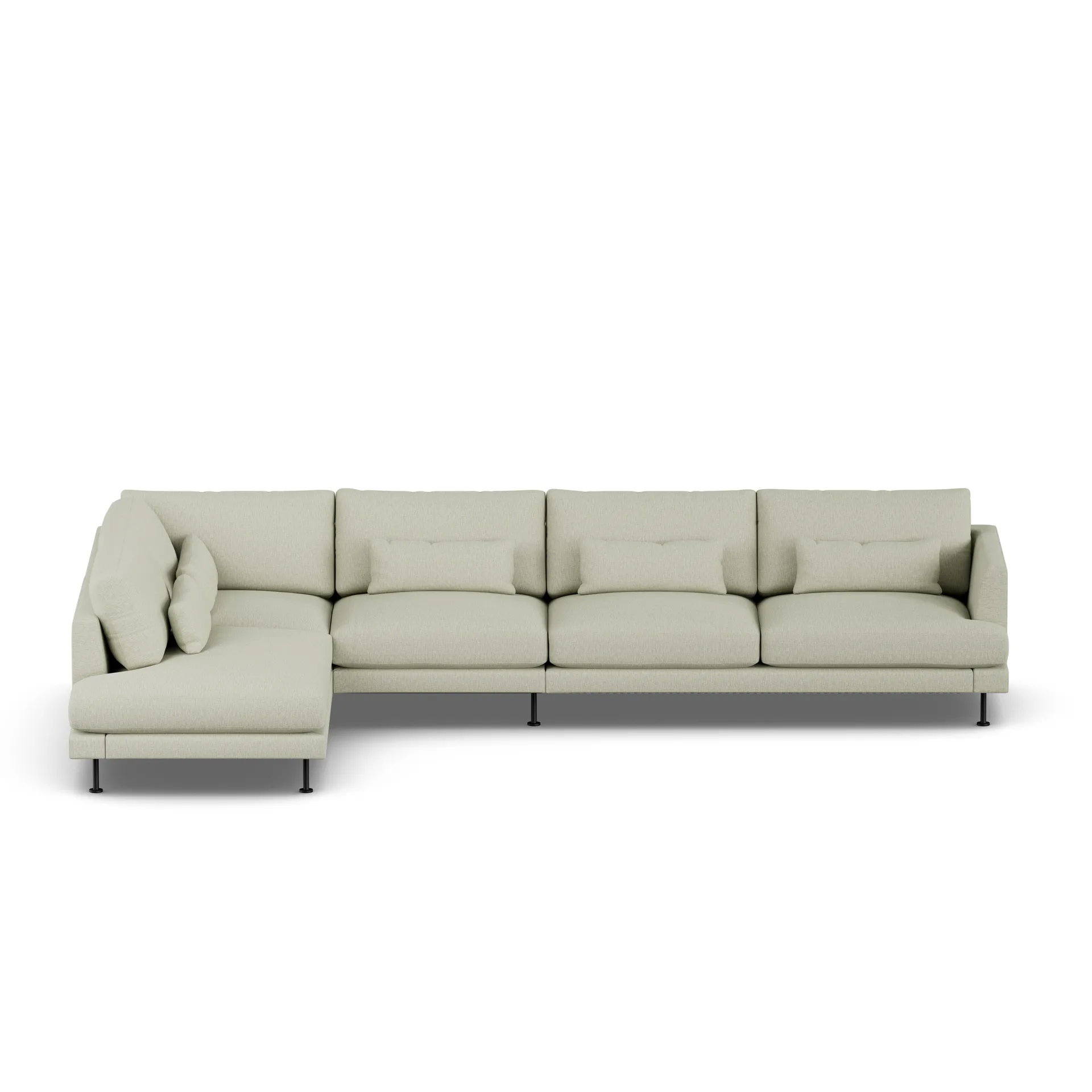 Bredhult sofa, Luiza Beige 3981-zwart staal, 4-zits B2 1898