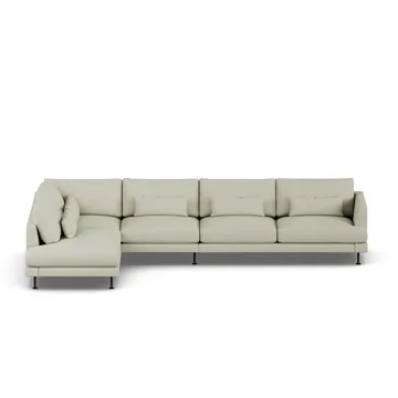 Bredhult sofa - Luiza Beige 3981-zwart staal, 4-zits B2 - 1898