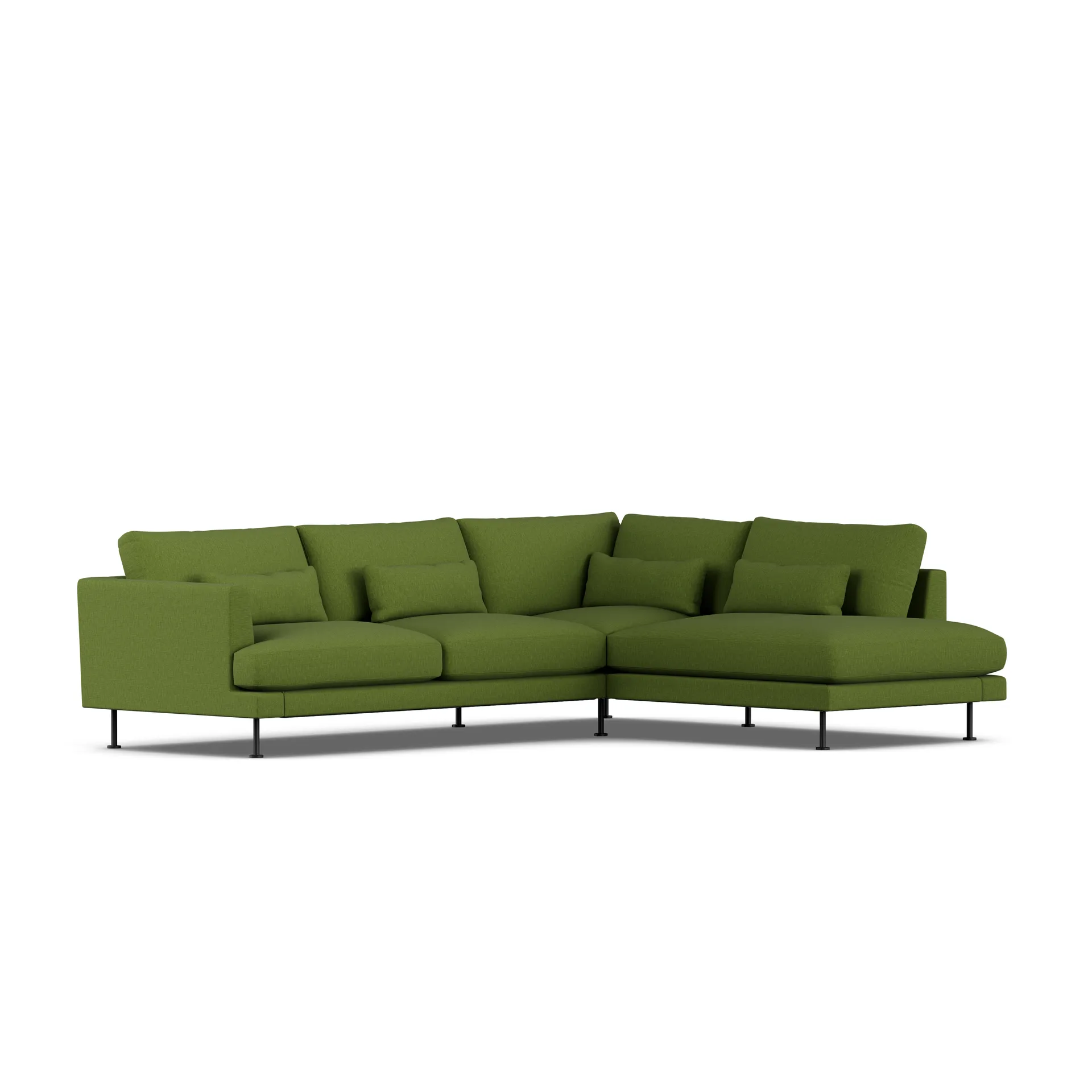 Bredhult sofa, Luiza Green 3975-zwart staal, 3-zits A1 1898