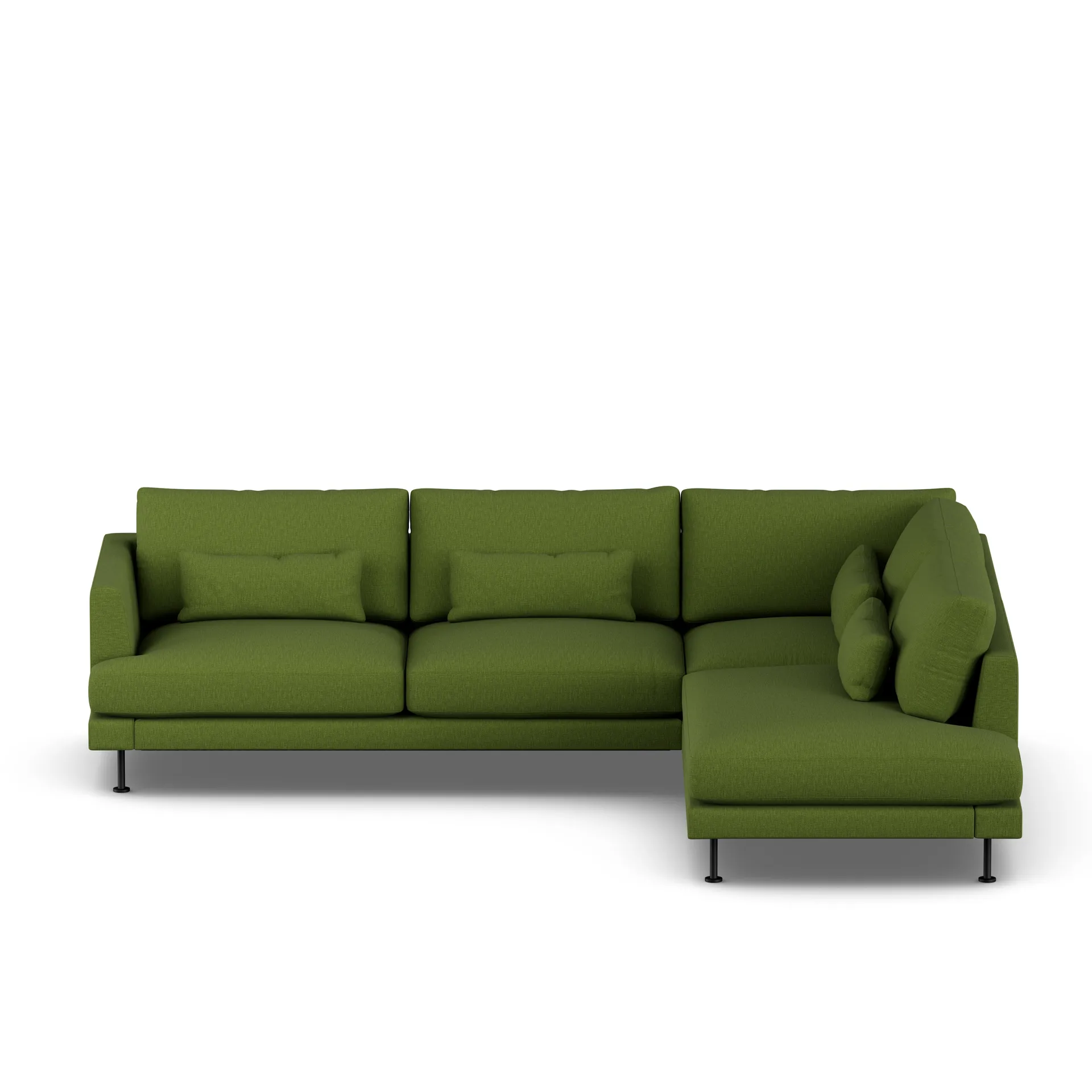Bredhult sofa, Luiza Green 3975-zwart staal, 3-zits A1 1898
