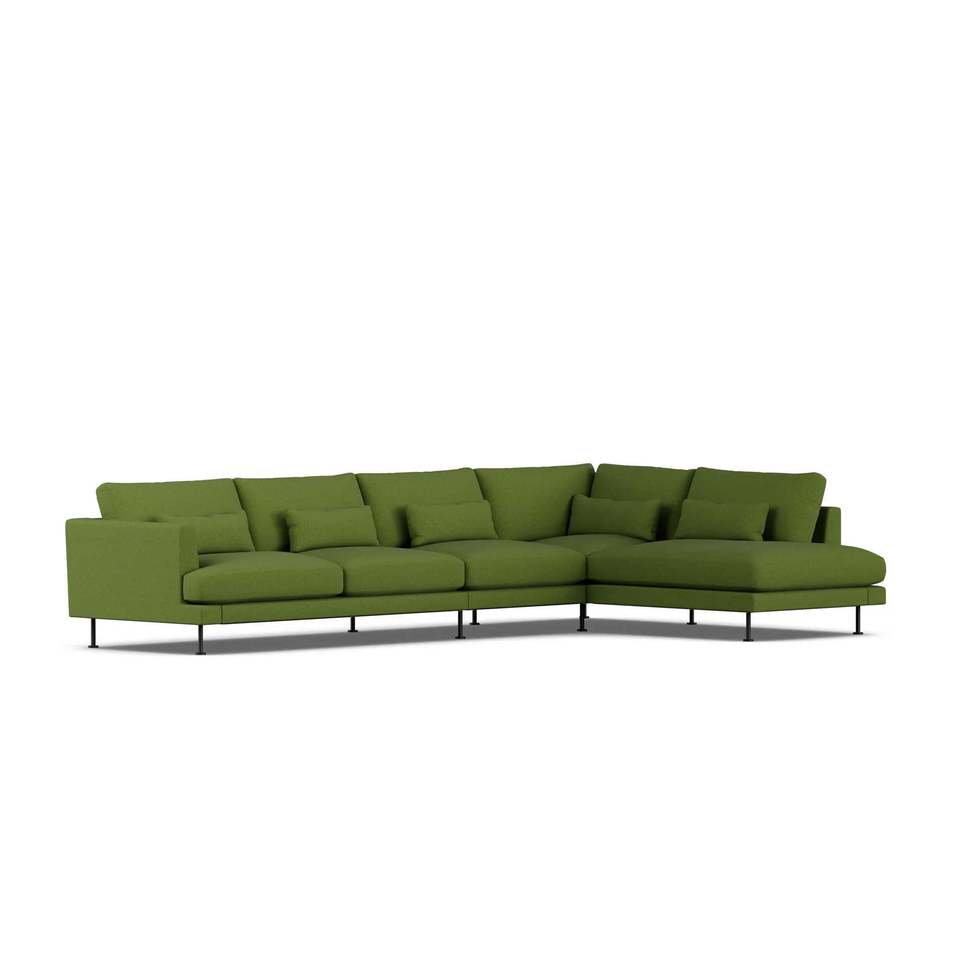 Bredhult sofa, Luiza Green 3975-zwart staal, 4-zits B1 1898