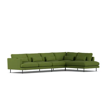Bredhult sofa - Luiza Green 3975-zwart staal, 4-zits B1 - 1898