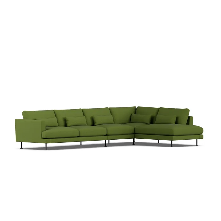 Bredhult sofa - Luiza Green 3975-zwart staal, 4-zits B1 - 1898