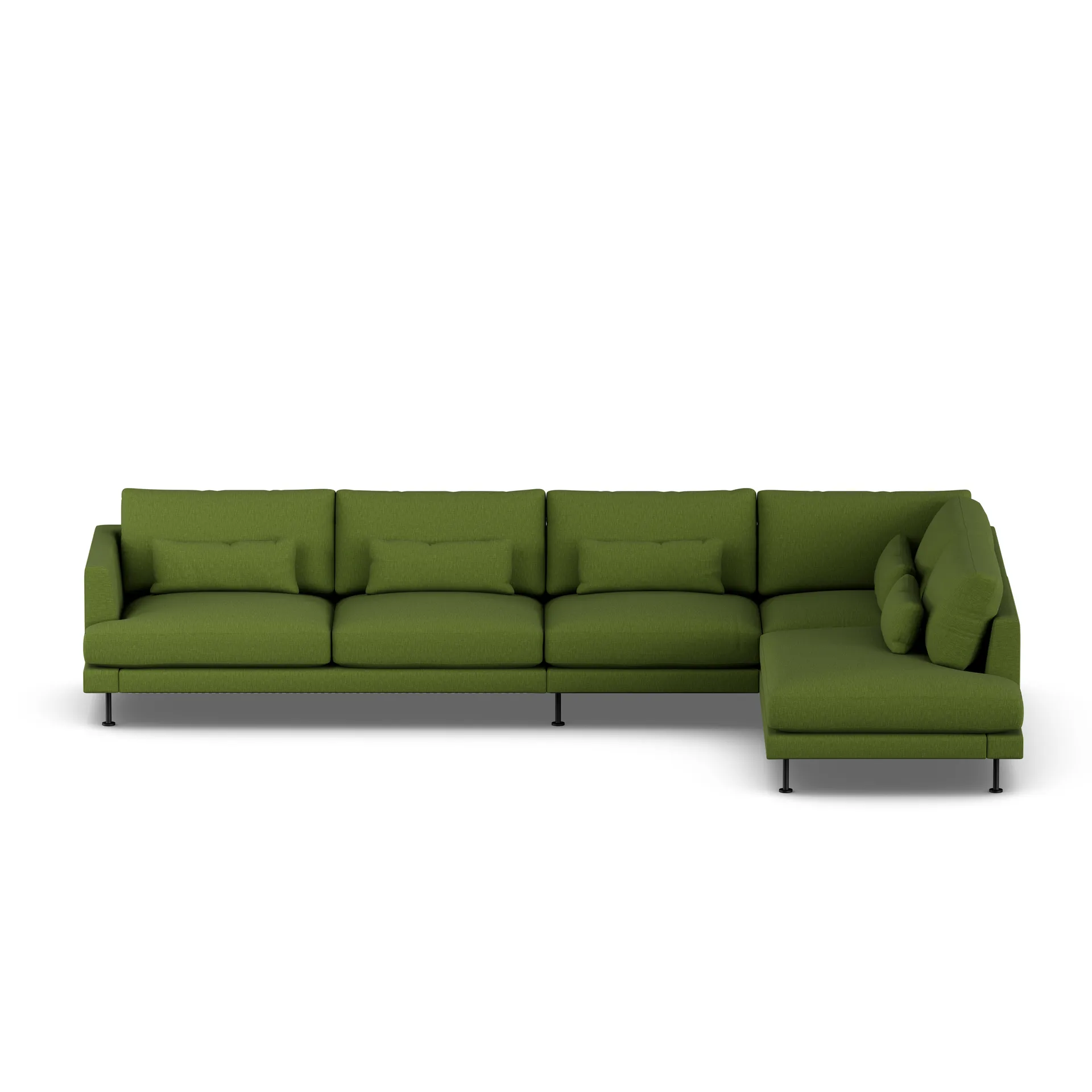Bredhult sofa, Luiza Green 3975-zwart staal, 4-zits B1 1898