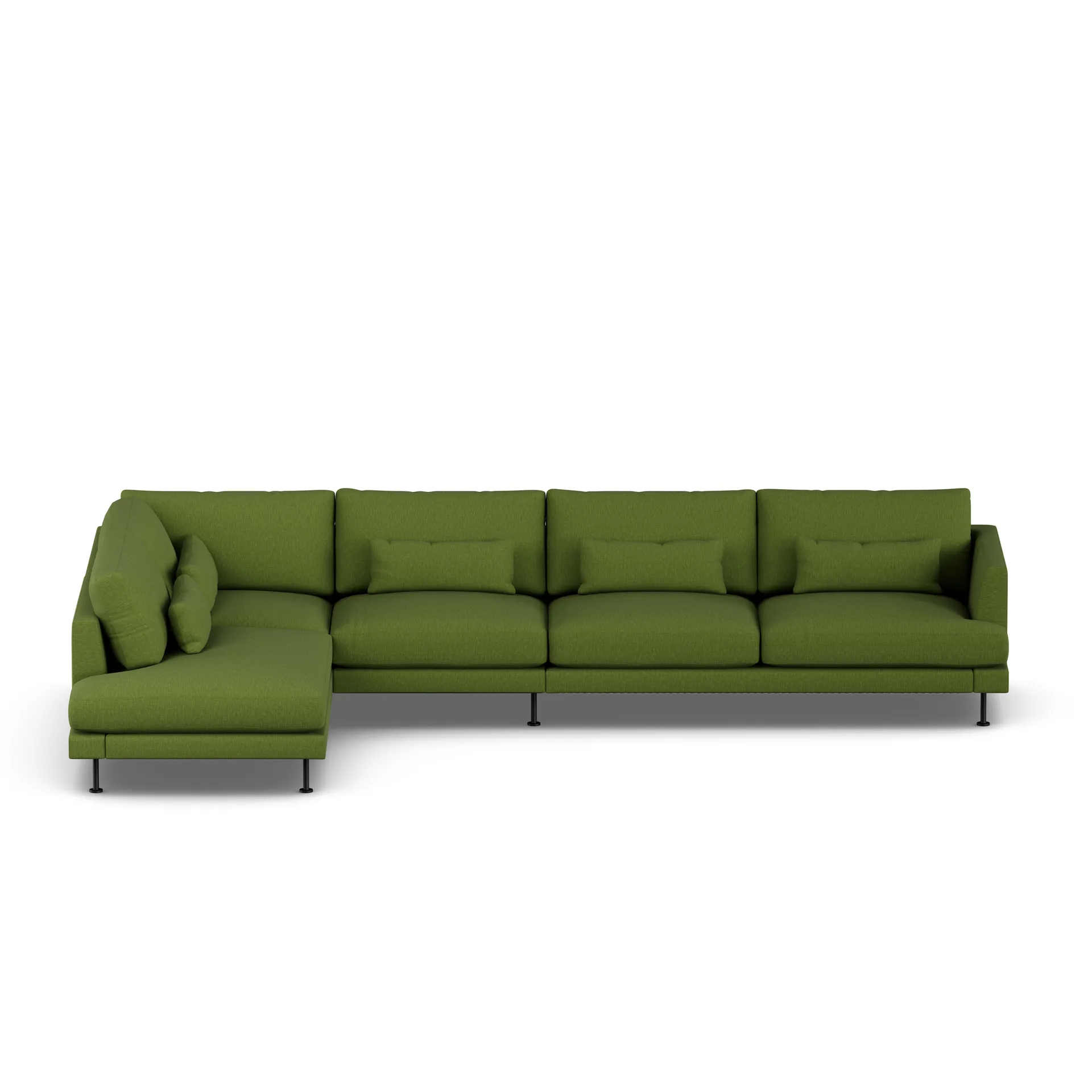 Bredhult sofa, Luiza Green 3975-zwart staal, 4-zits B2 1898