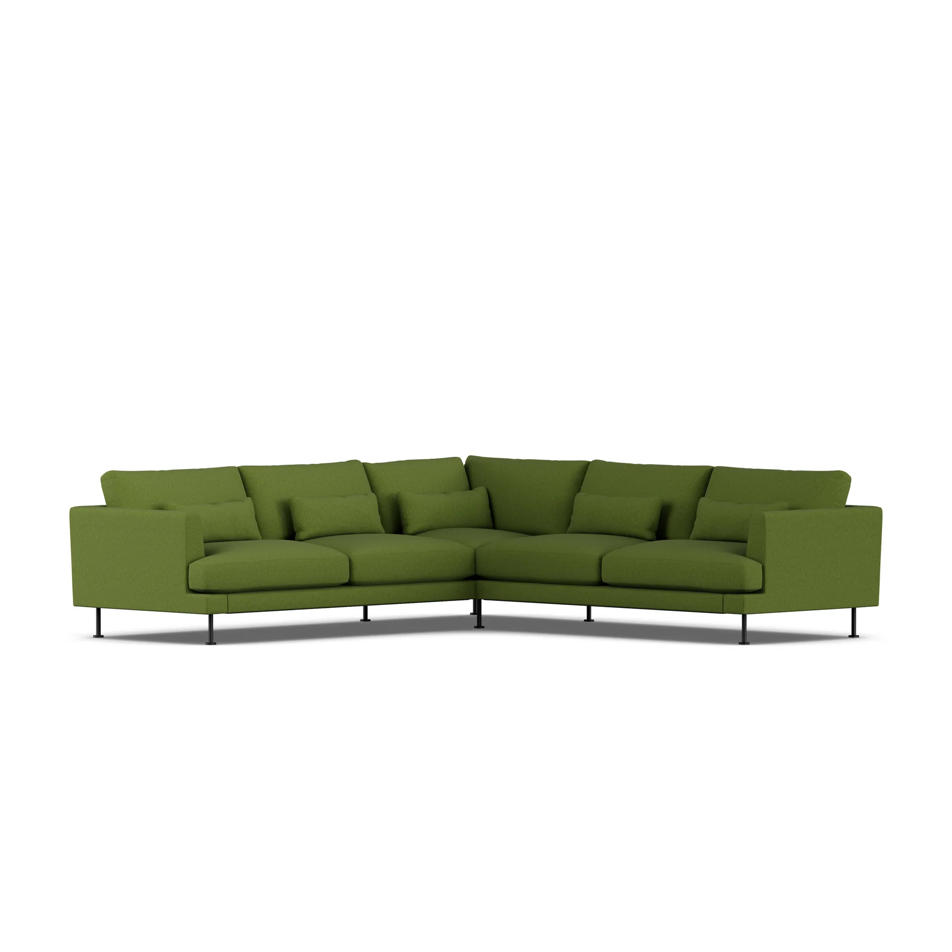 Bredhult sofa, Luiza Green 3975-zwart staal, hoekbank F 1898