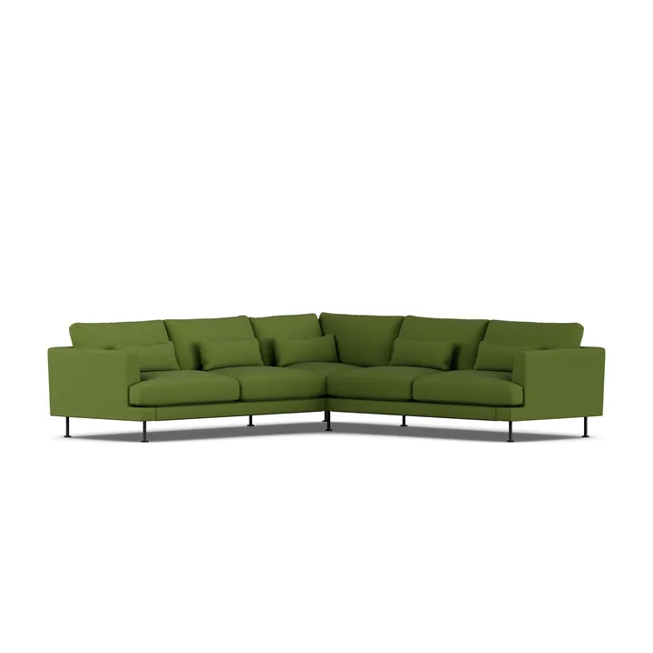 Bredhult sofa - Luiza Green 3975-zwart staal, hoekbank F - 1898