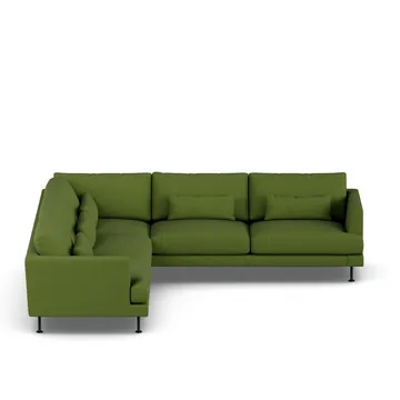 Bredhult sofa - Luiza Green 3975-zwart staal, hoekbank F - 1898