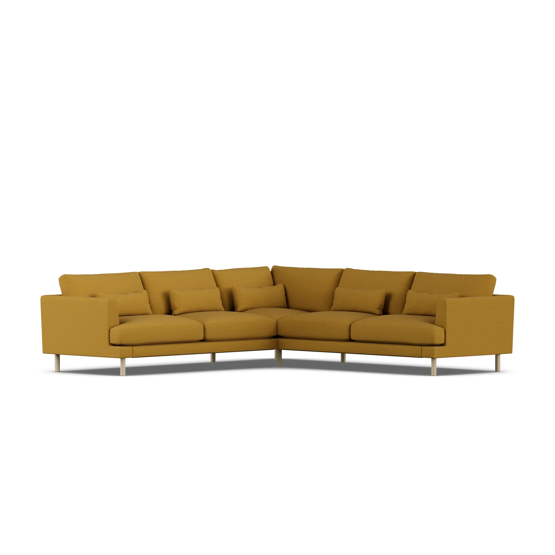 Bredhult sofa, Luiza Mustard 3972-witgeoliede eiken, hoekbank F 1898