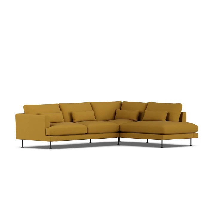 Bredhult sofa - Luiza Mustard 3972-zwart staal, 3-zits A1 - 1898