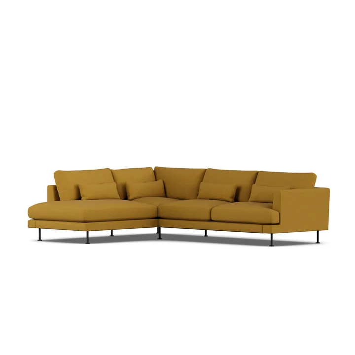 Bredhult sofa - Luiza Mustard 3972-zwart staal, 3-zits A2 - 1898