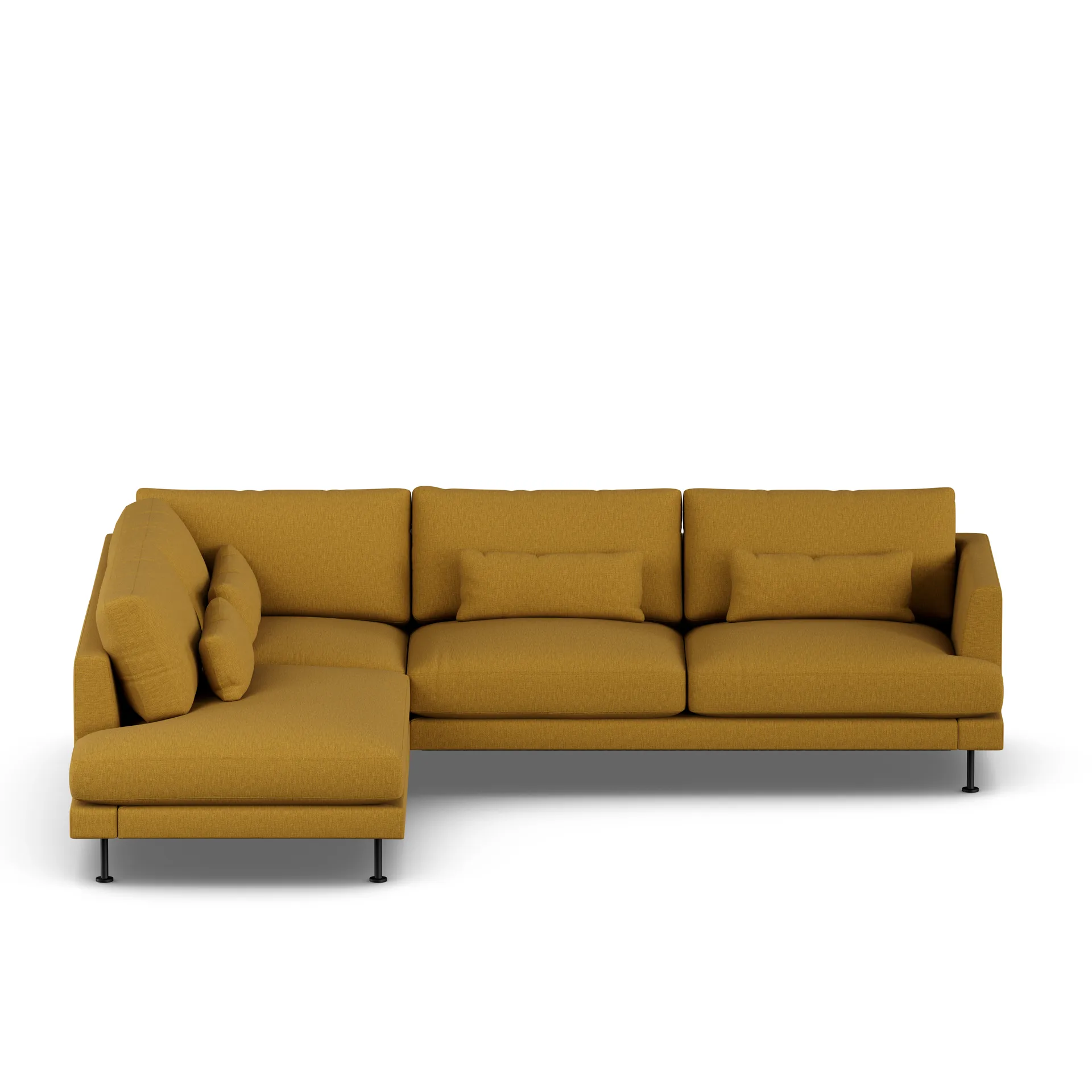 Bredhult sofa, Luiza Mustard 3972-zwart staal, 3-zits A2 1898