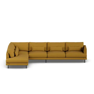 Bredhult sofa - Luiza Mustard 3972-zwart staal, 4-zits B2 - 1898