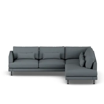 Bredhult sofa - Same Blue 6678-zwart staal, 3-zits A1 - 1898