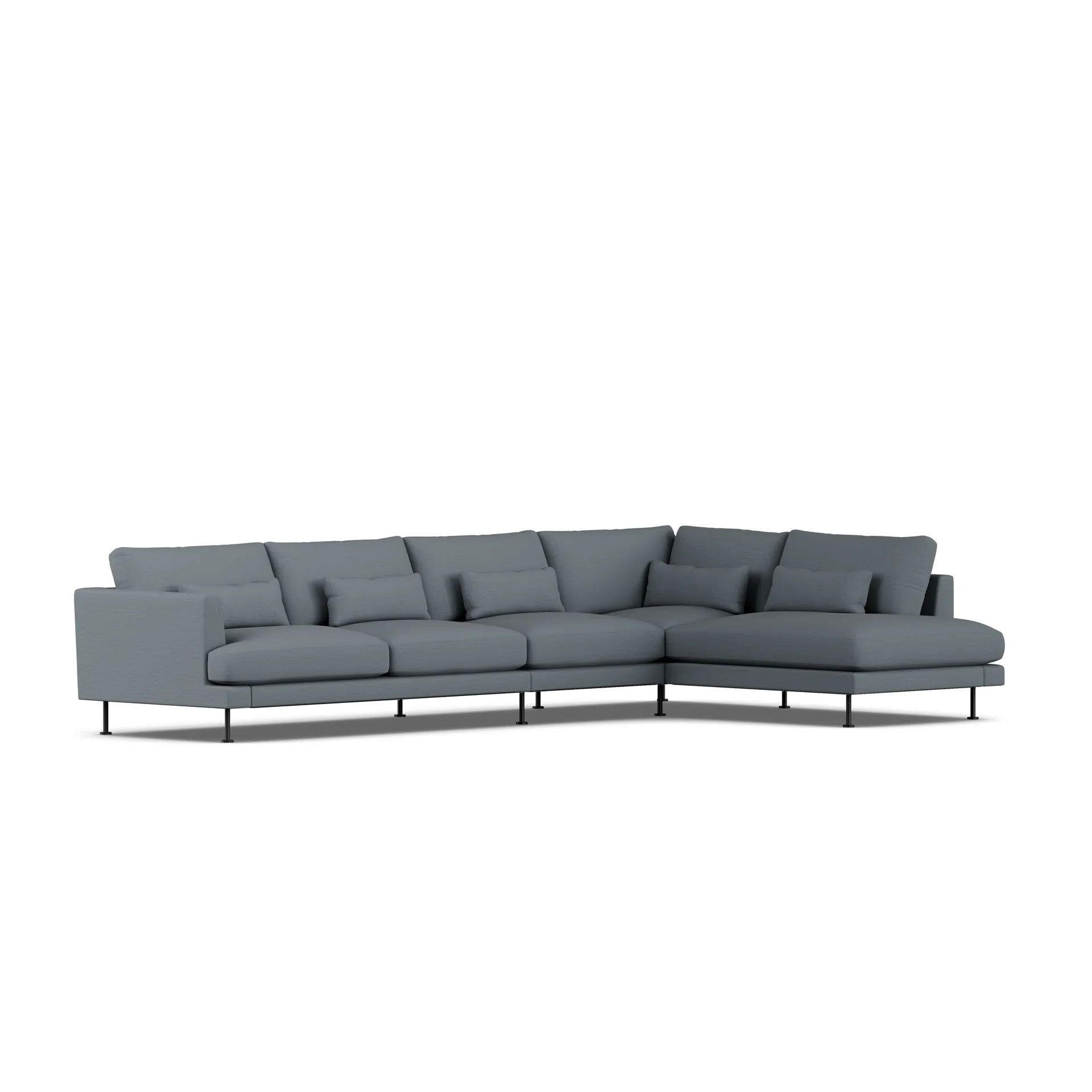 Bredhult sofa, Same Blue 6678-zwart staal, 4-zits B1 1898