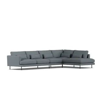 Bredhult sofa - Same Blue 6678-zwart staal, 4-zits B1 - 1898
