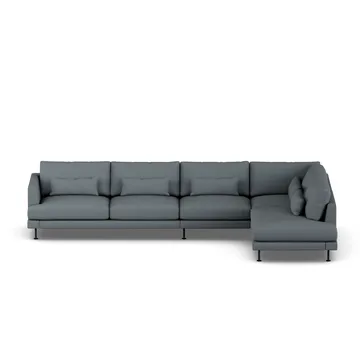 Bredhult sofa - Same Blue 6678-zwart staal, 4-zits B1 - 1898