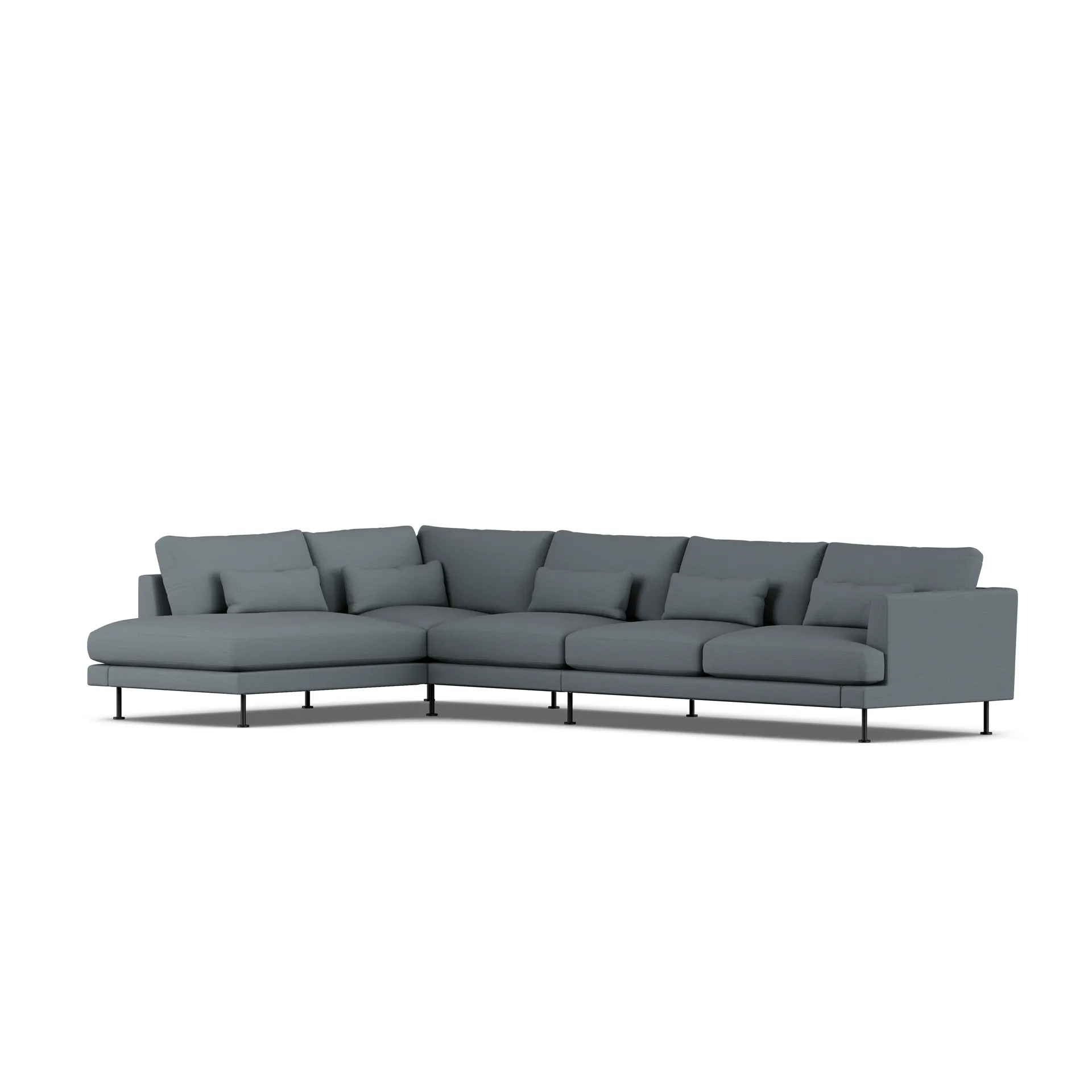Bredhult sofa, Same Blue 6678-zwart staal, 4-zits B2 1898