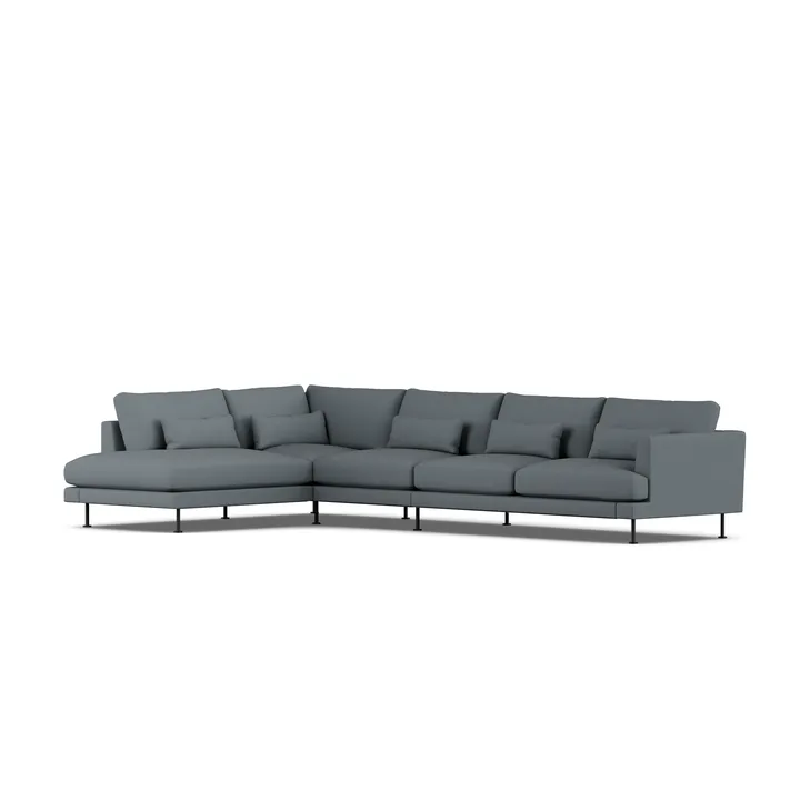 Bredhult sofa - Same Blue 6678-zwart staal, 4-zits B2 - 1898