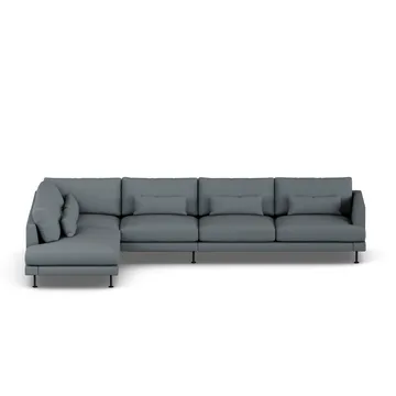 Bredhult sofa - Same Blue 6678-zwart staal, 4-zits B2 - 1898